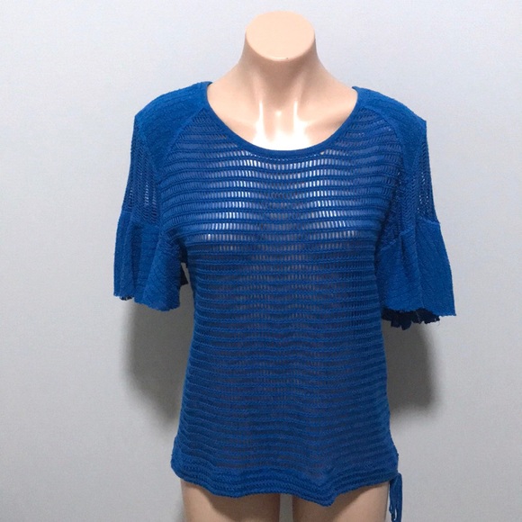 Free People Bright Blue Knit Top Lasting Laguna - Picture 2 of 8